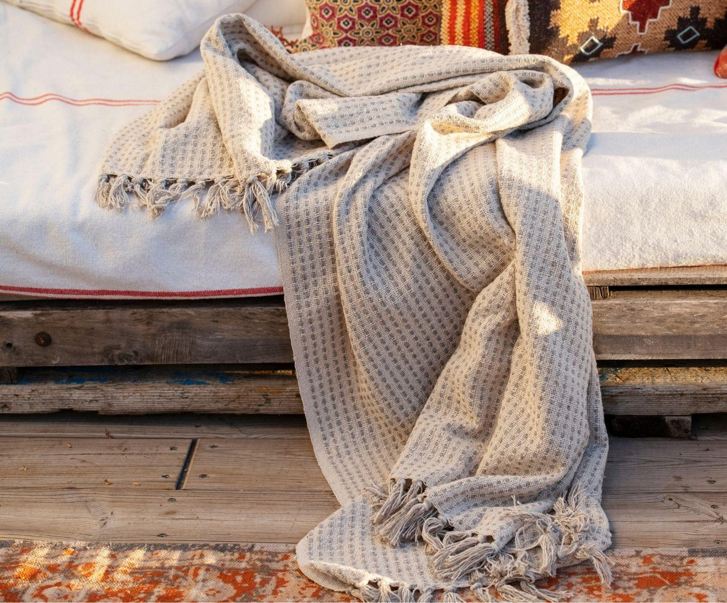 Cotton Blanket _ Ivory / Brown