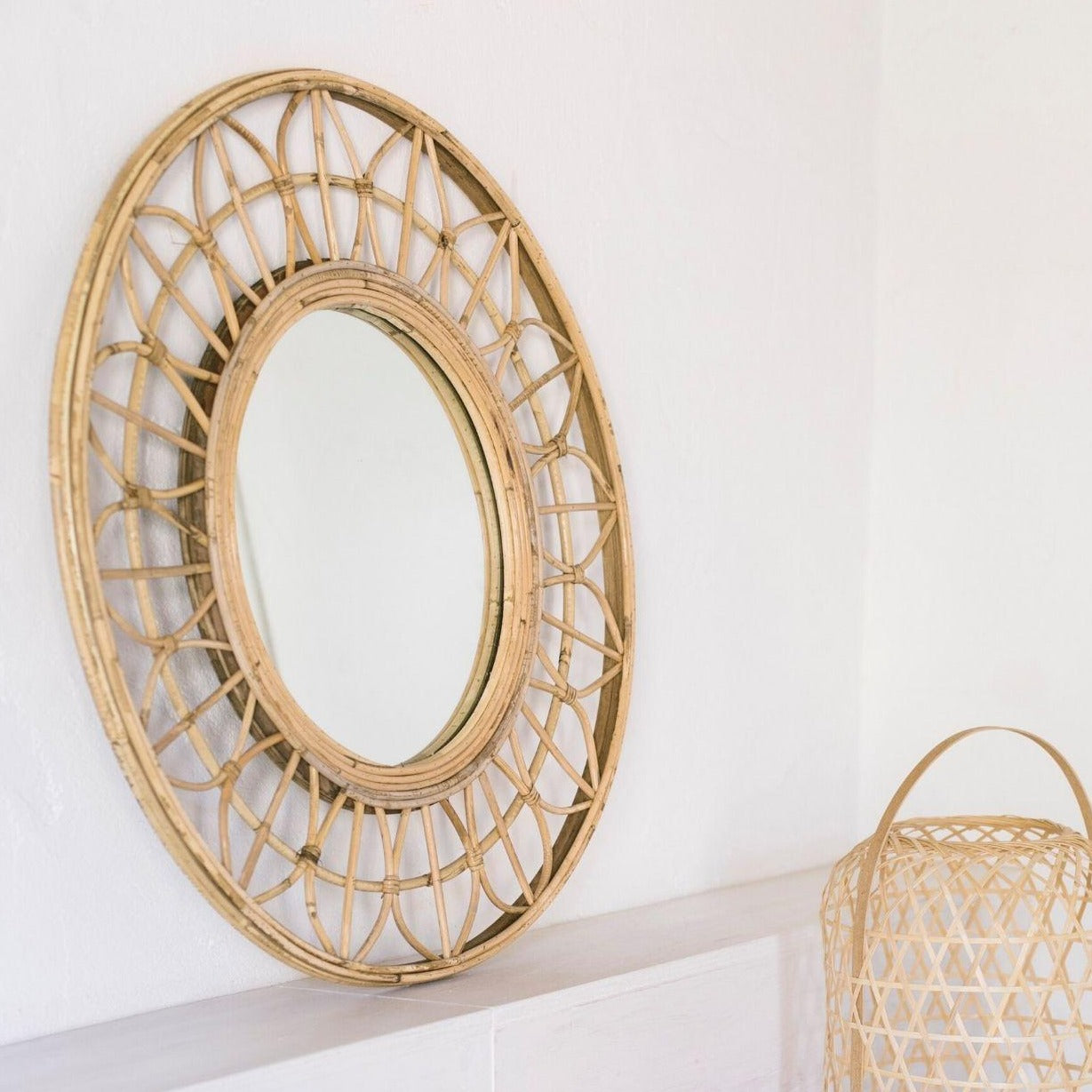 Round Rattan Mirror