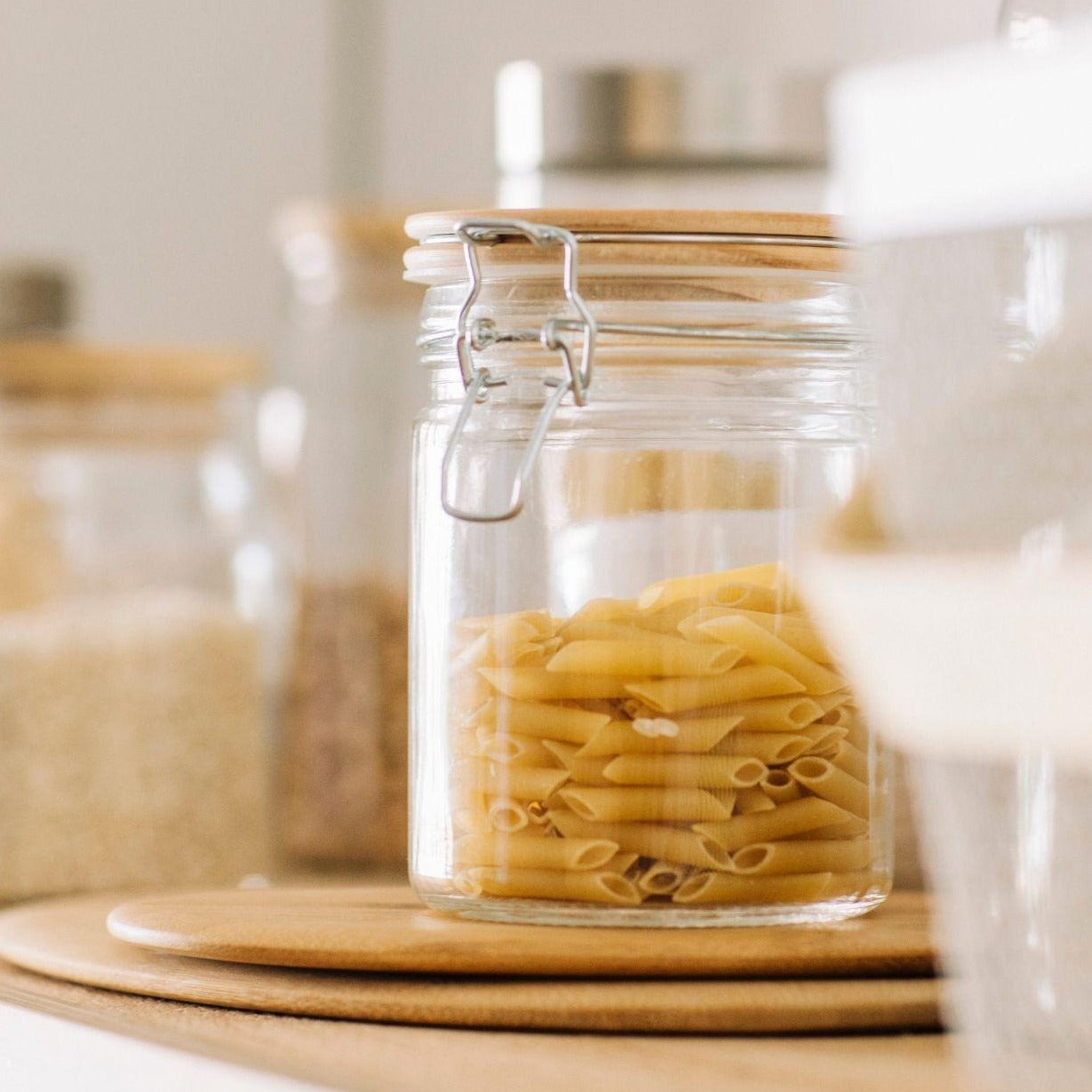 Glass Canister W/ Wooden Lid