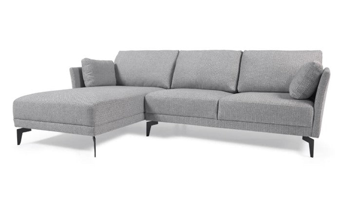 Grey Fabric Sofa W/ Chaise Longue