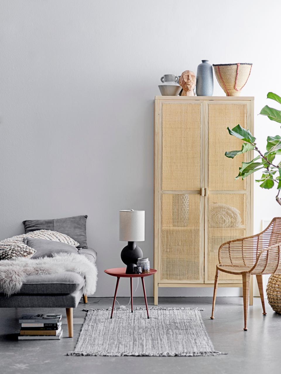 Wood Clothes Cabinet W / Jute Doors