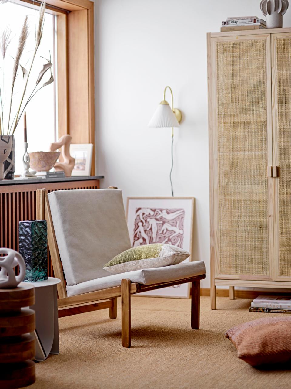 Wood Clothes Cabinet W / Jute Doors