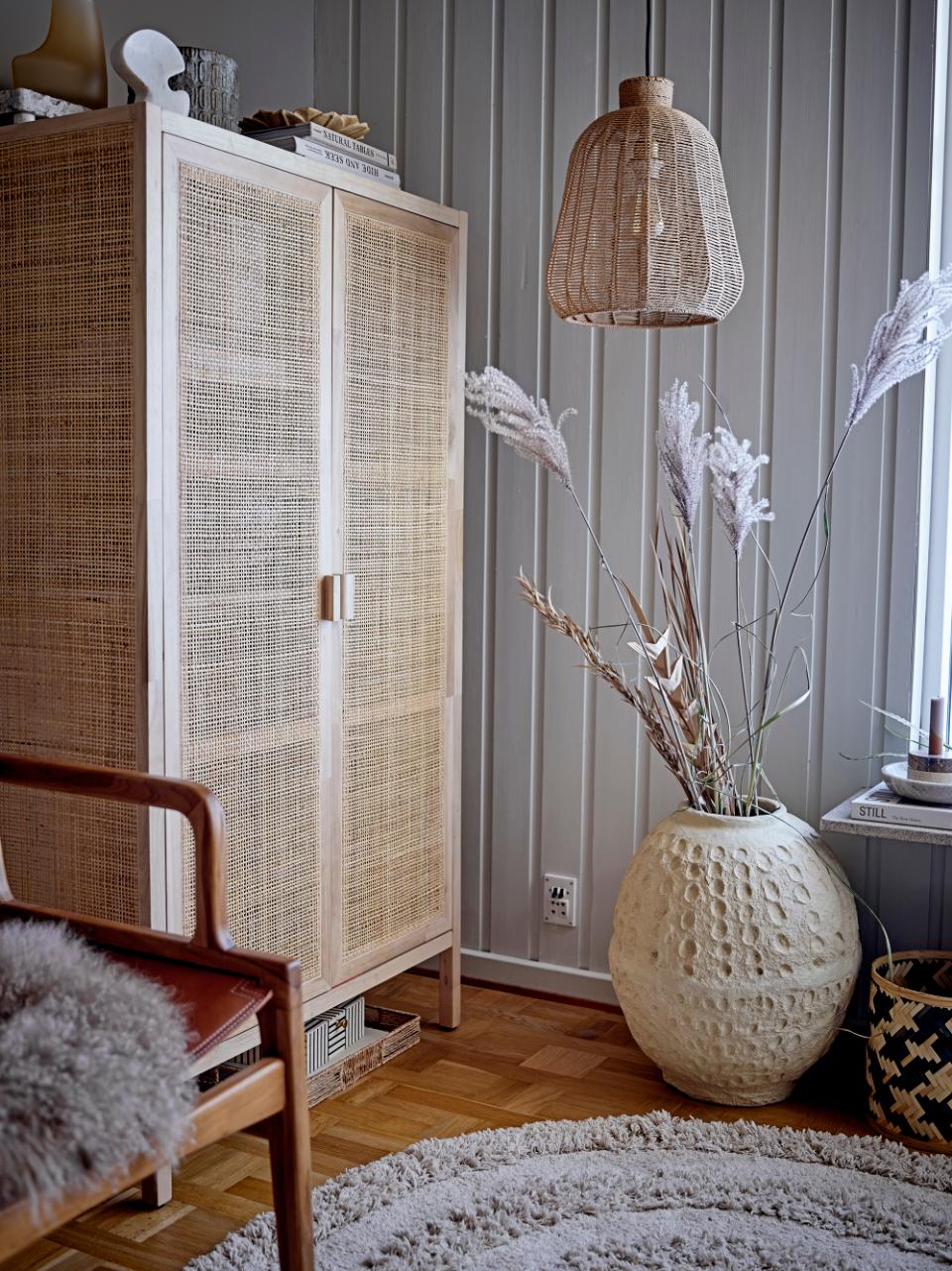 Wood Clothes Cabinet W / Jute Doors