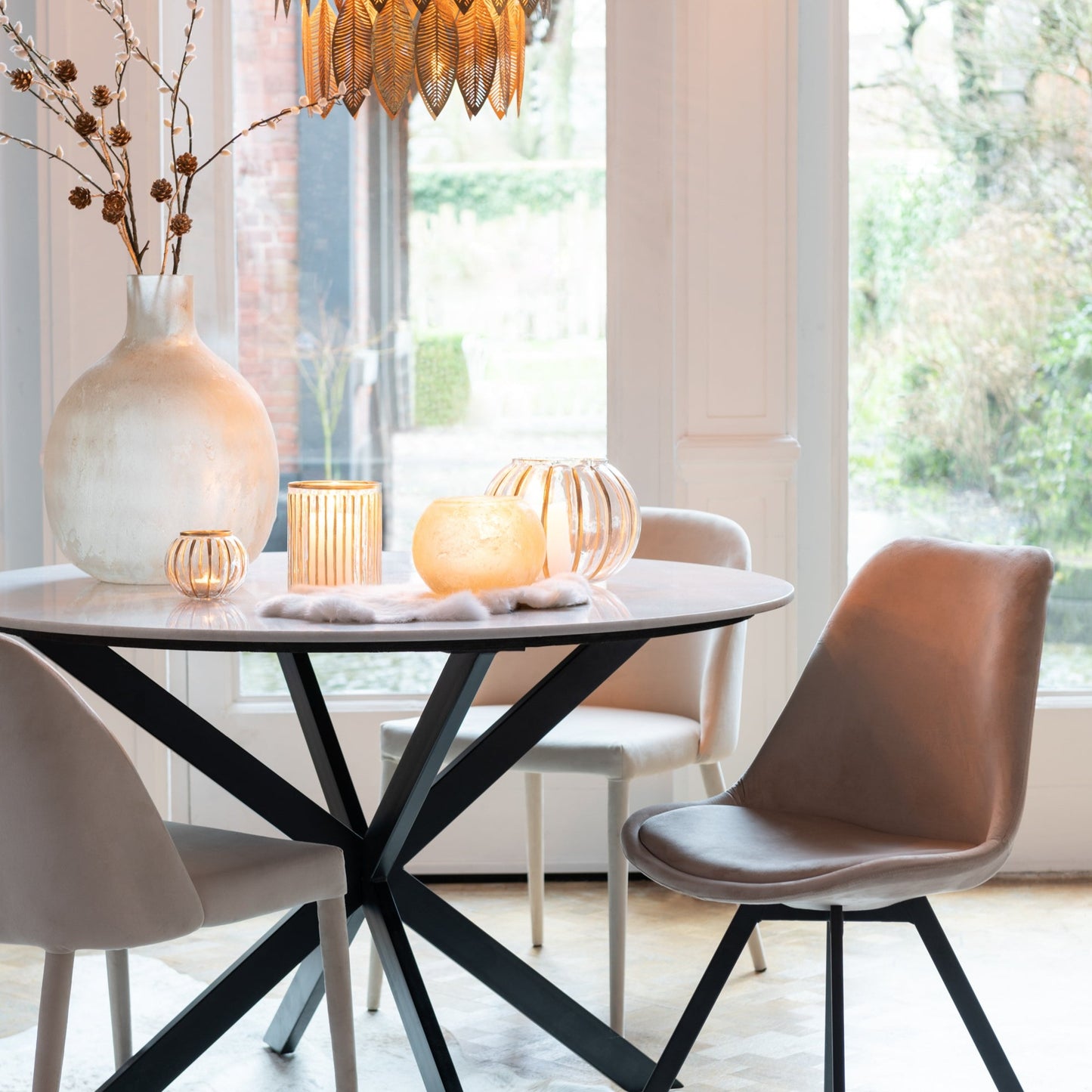 Gold Glass Candle Holder