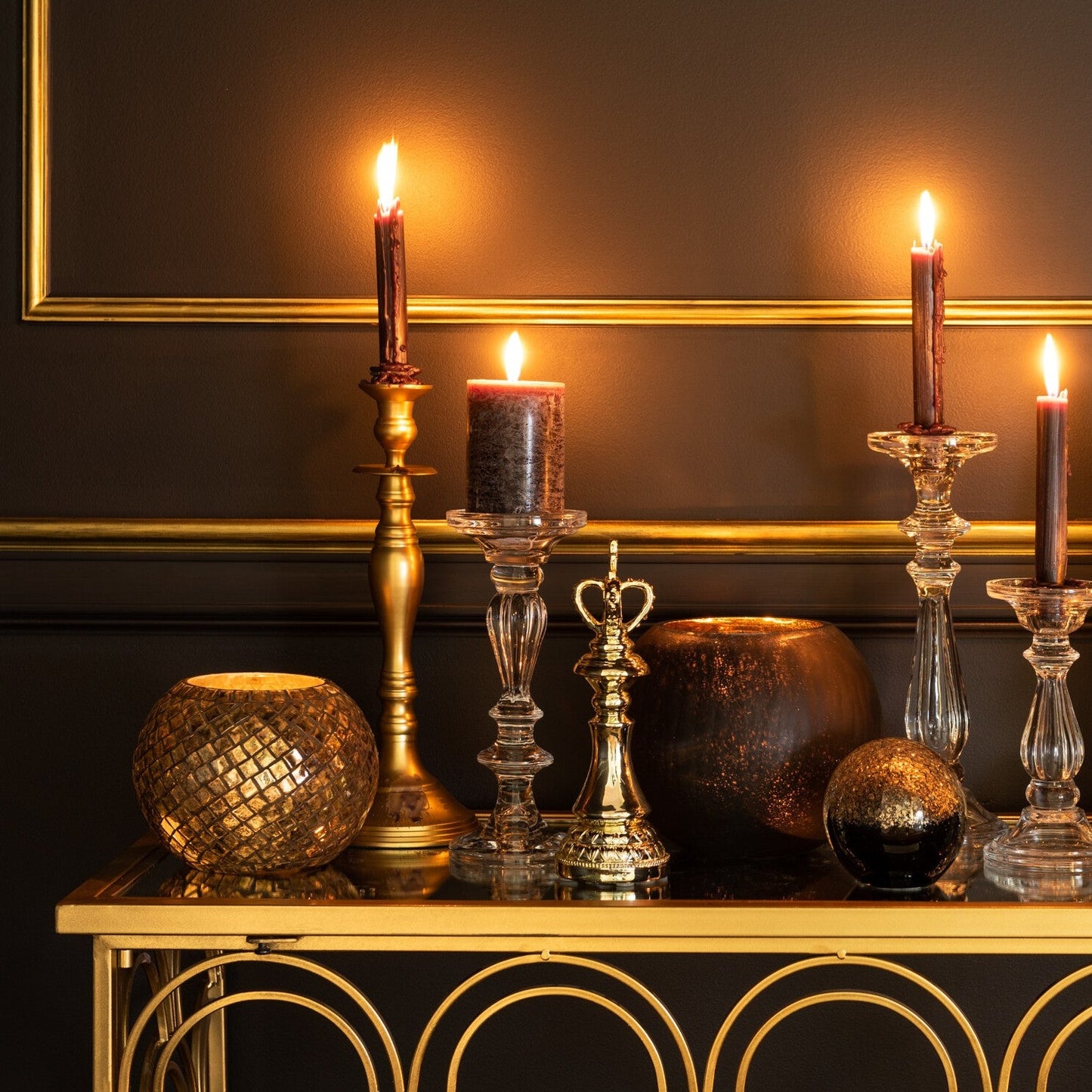 Gold Aluminium Candle Holder
