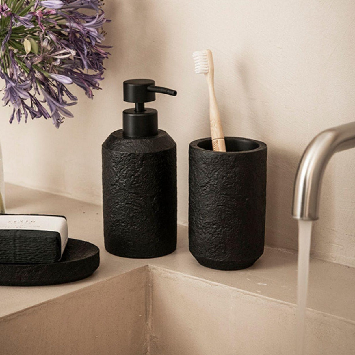 Black PVC Toothbrush Holder