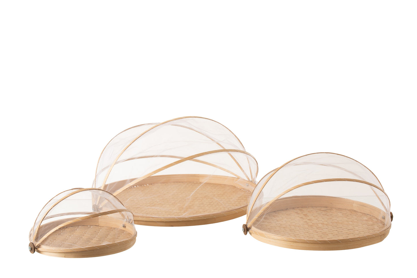 Bamboo Tray W/ Fly Cover Set (x3)