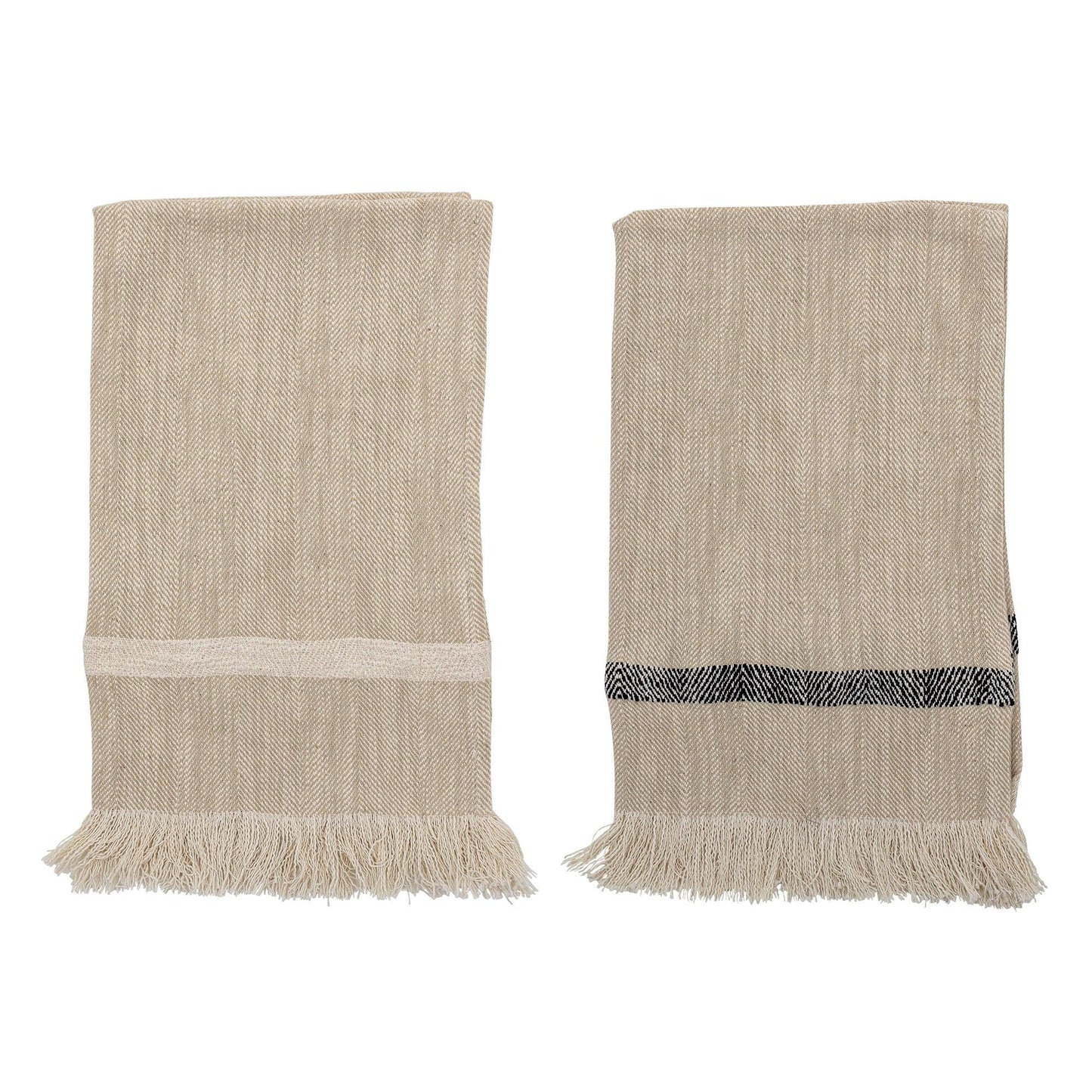 Beige Cotton Kitchen Towel Set (x2)