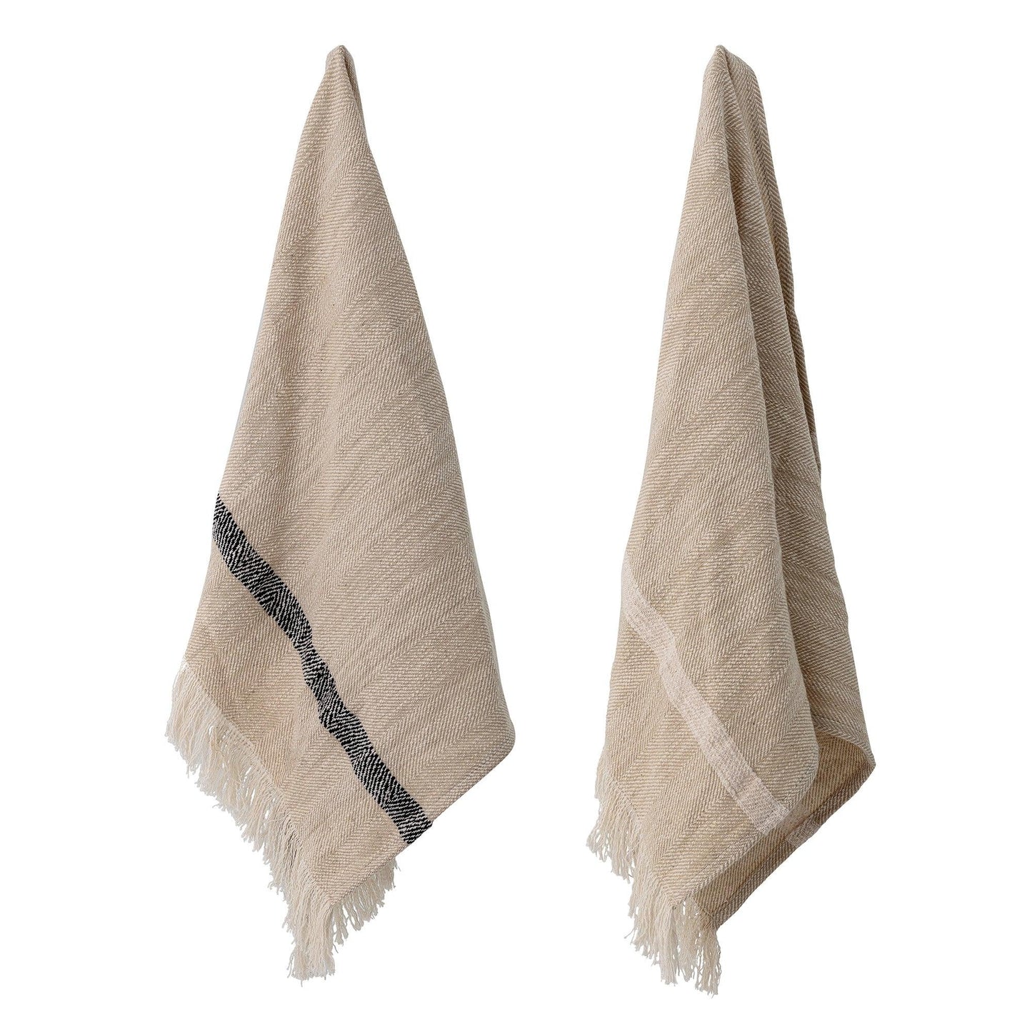 Beige Cotton Kitchen Towel Set (x2)