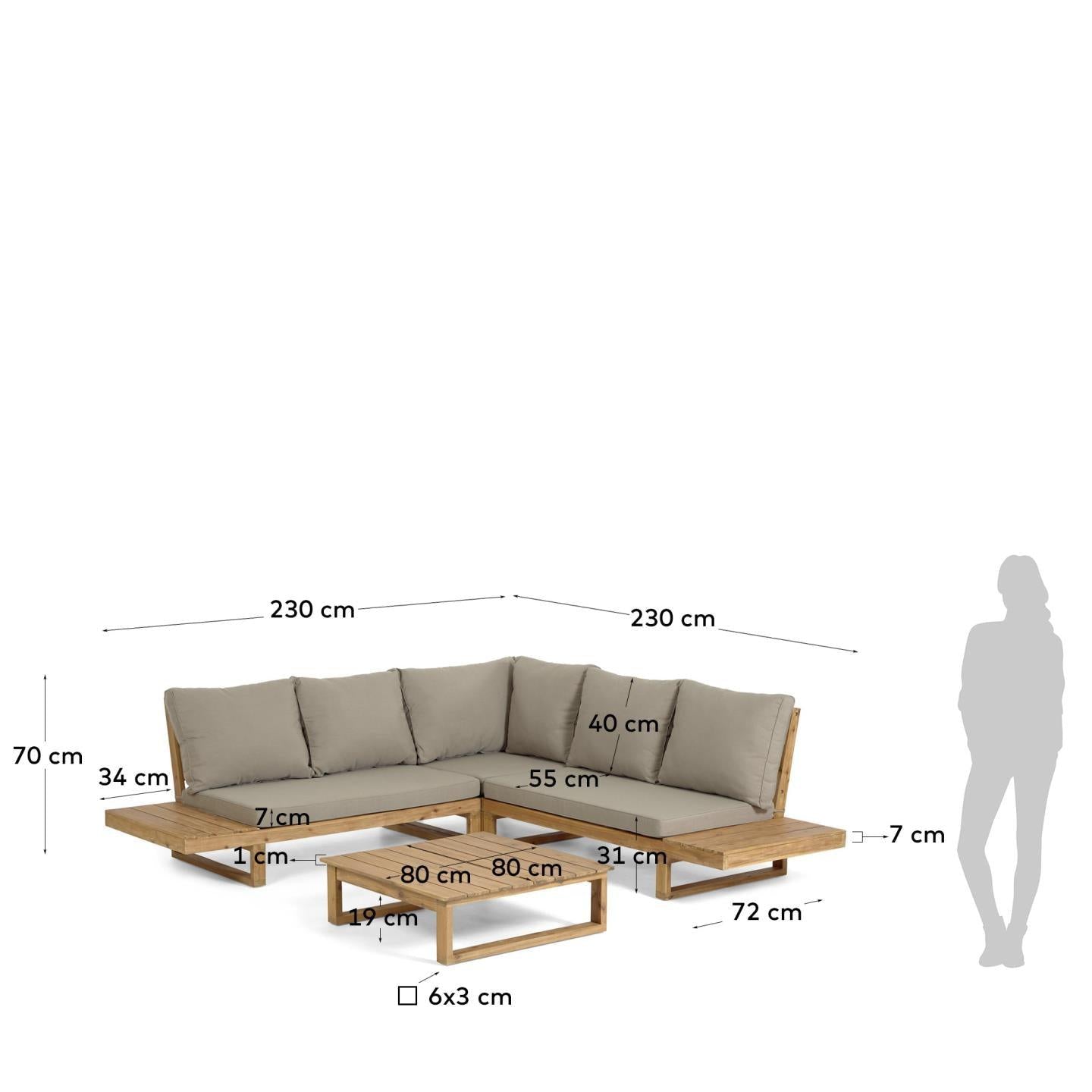 Beige Fabric Sofa W/ Coffee Table