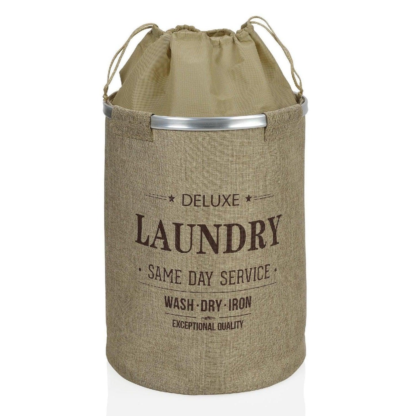 Beige Polyester Laundry Basket