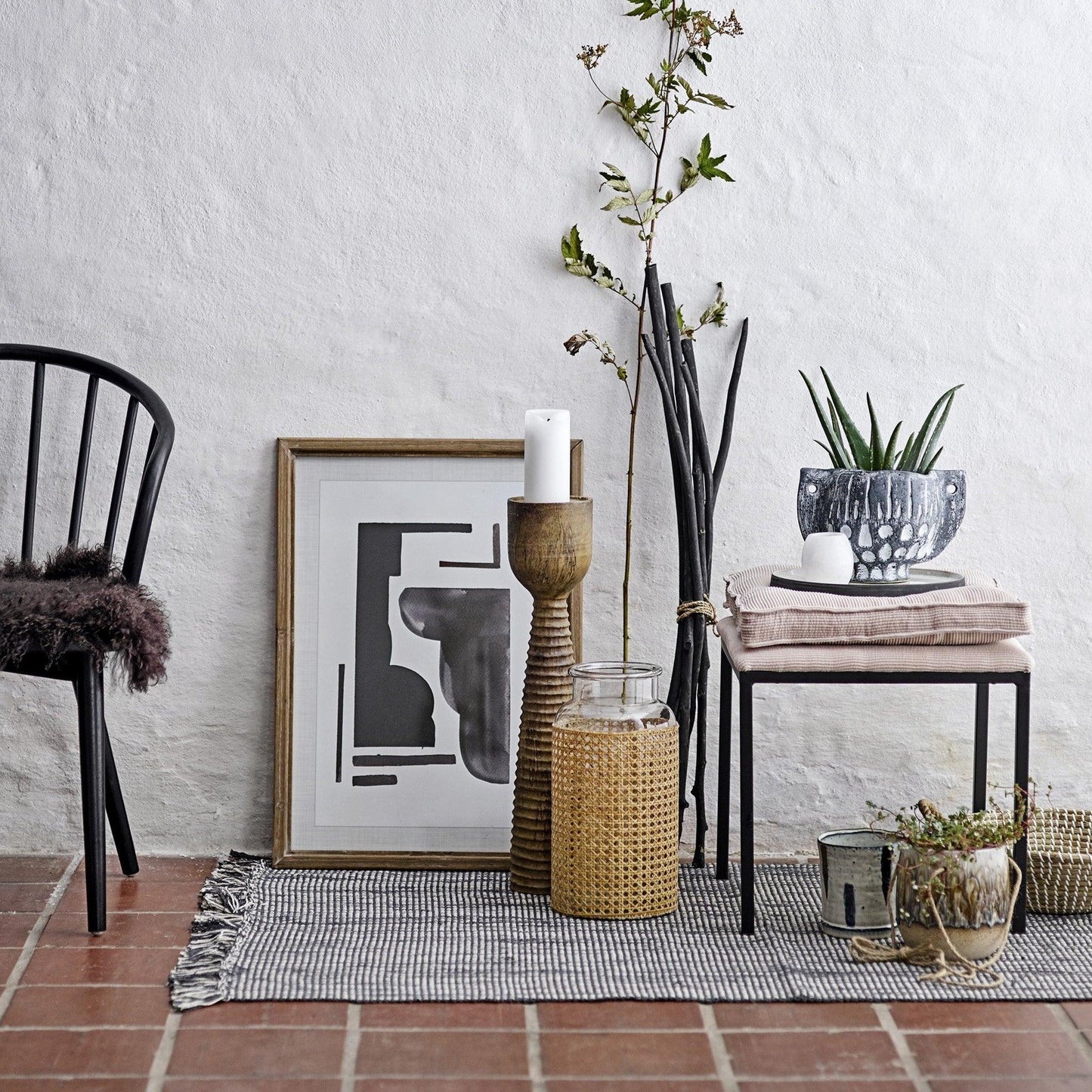 Beige Polyester Stool