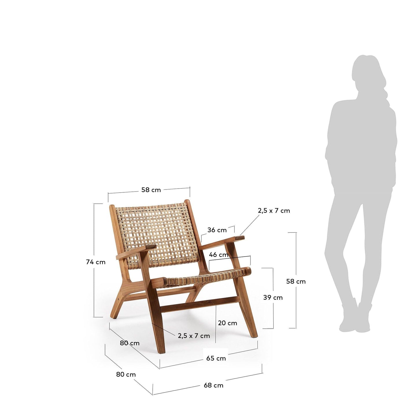 Beige Rattan Armchair