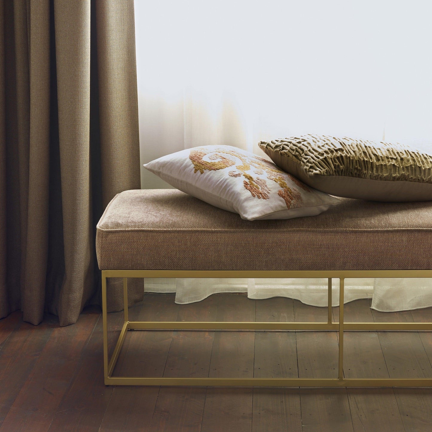 Beige Velour Bench