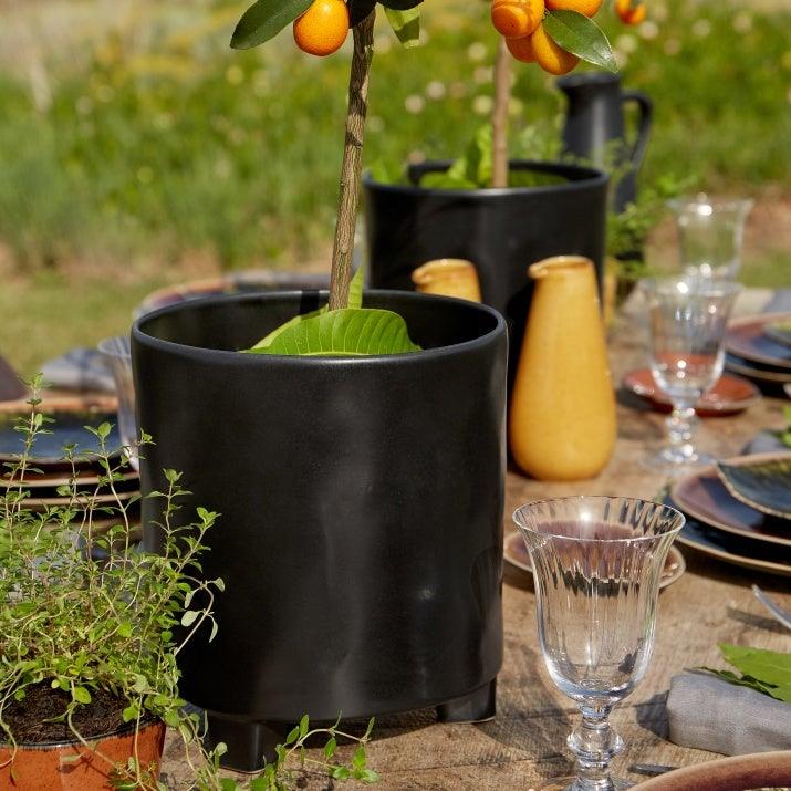 Black Ceramic Flower Pot