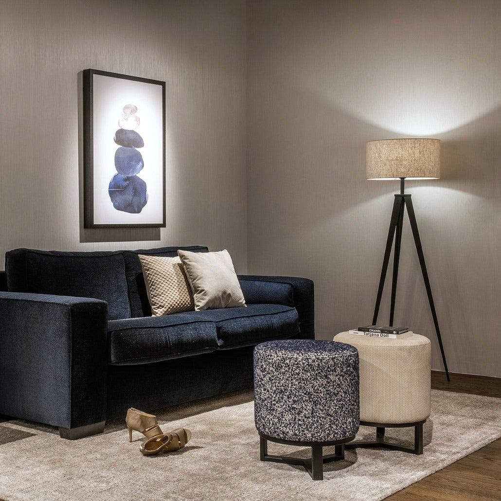 Black Iron Floor Lamp W/Lampshade