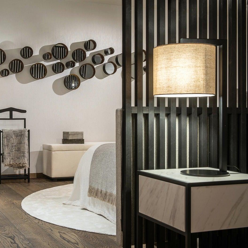 Black Iron Table Lamp W/Lampshade