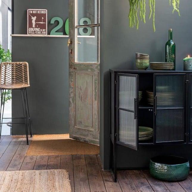 Black Metal Cabinet W/Glass
