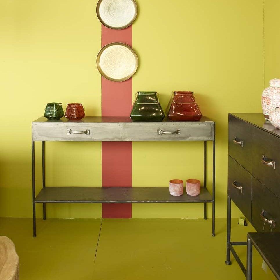 Black Metal Console W/drawer