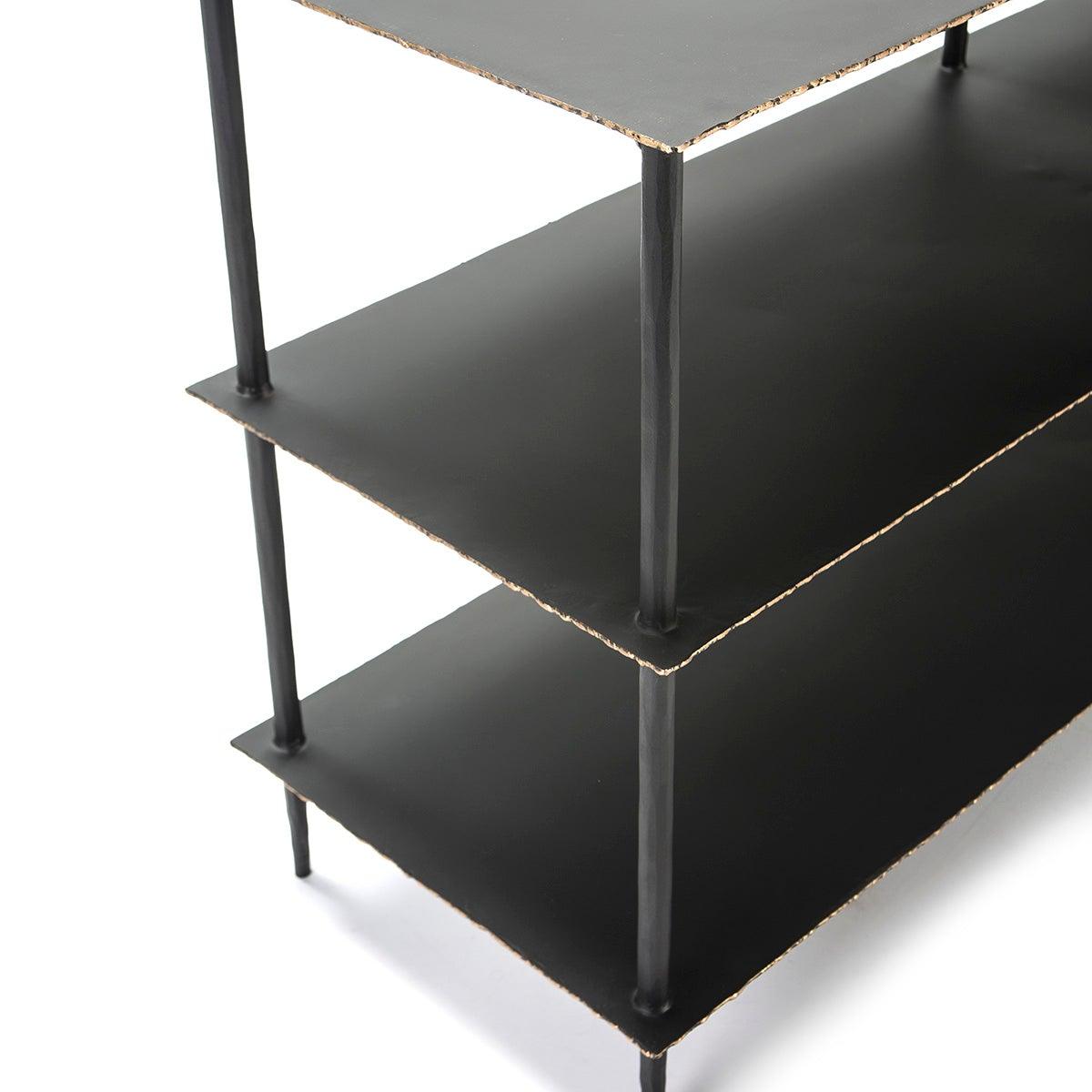 Black Metal Shelf W/Gold