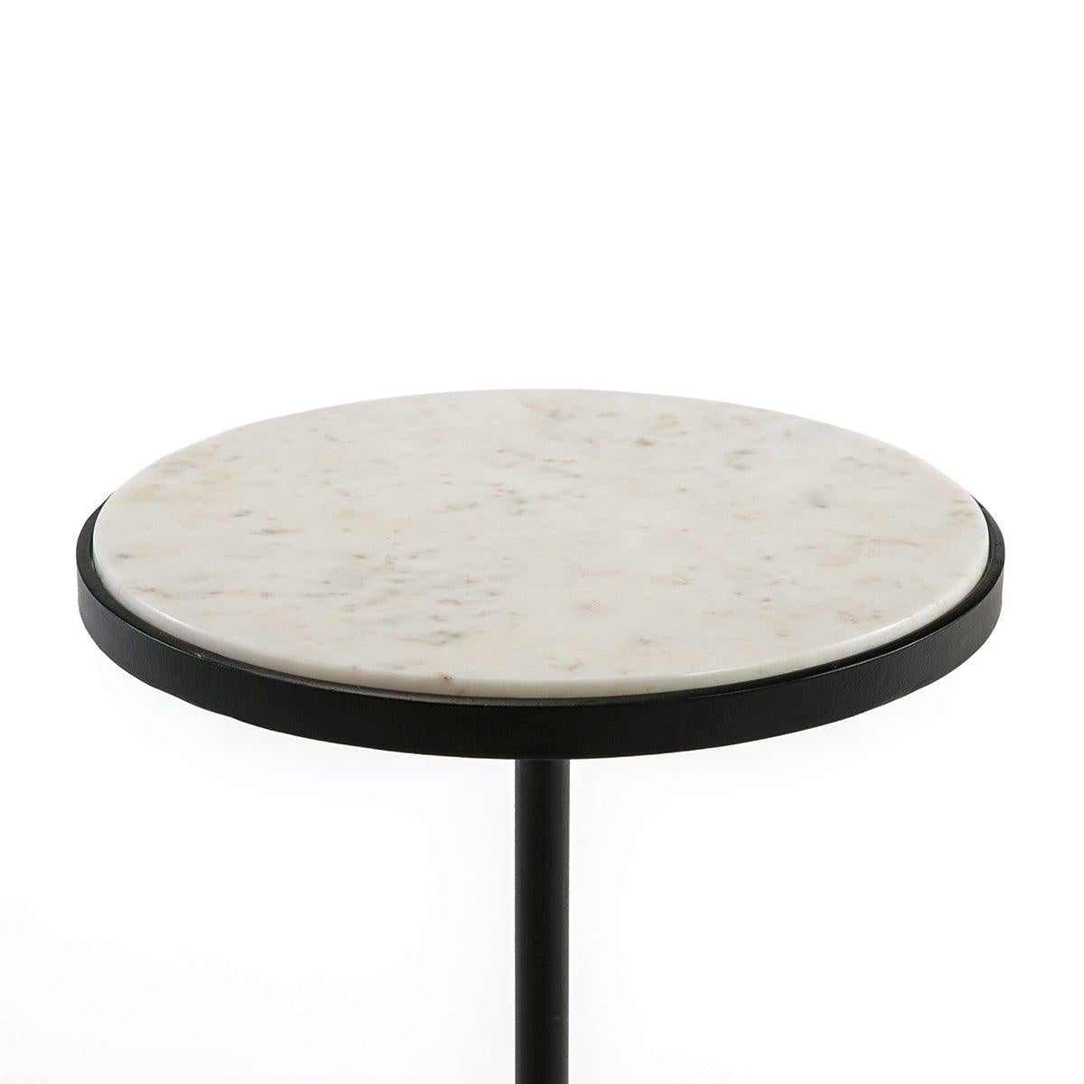 Black Metal Side Table W/Marble