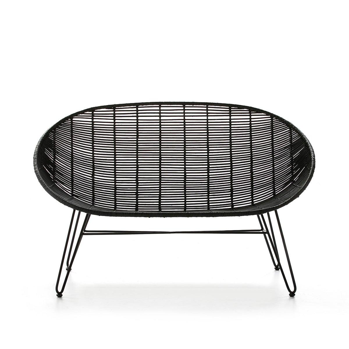 Black Rattan Bench