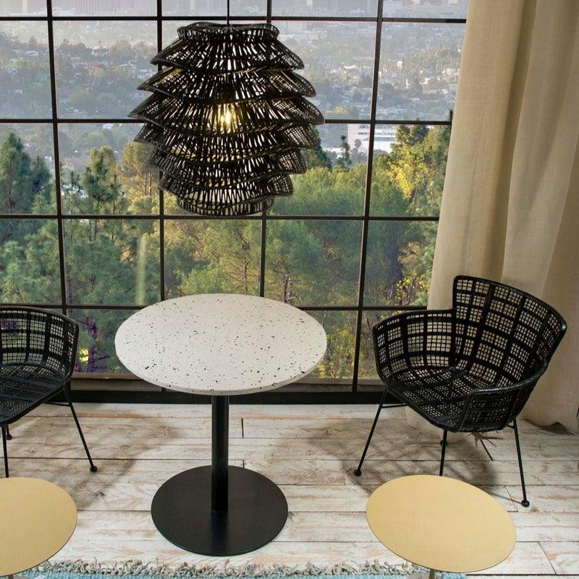 Black Rattan Chair W/Metal