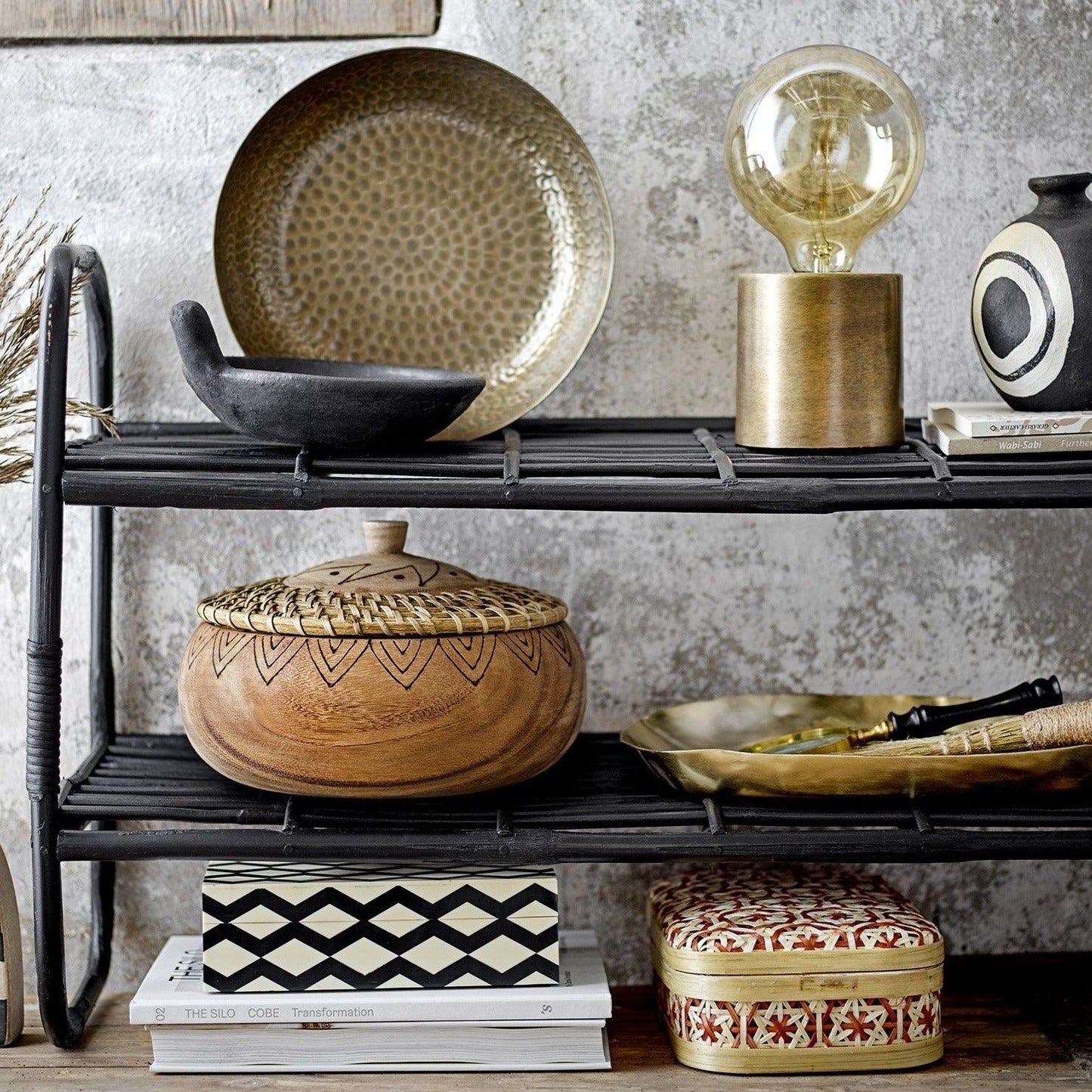 Black Rattan Shelf