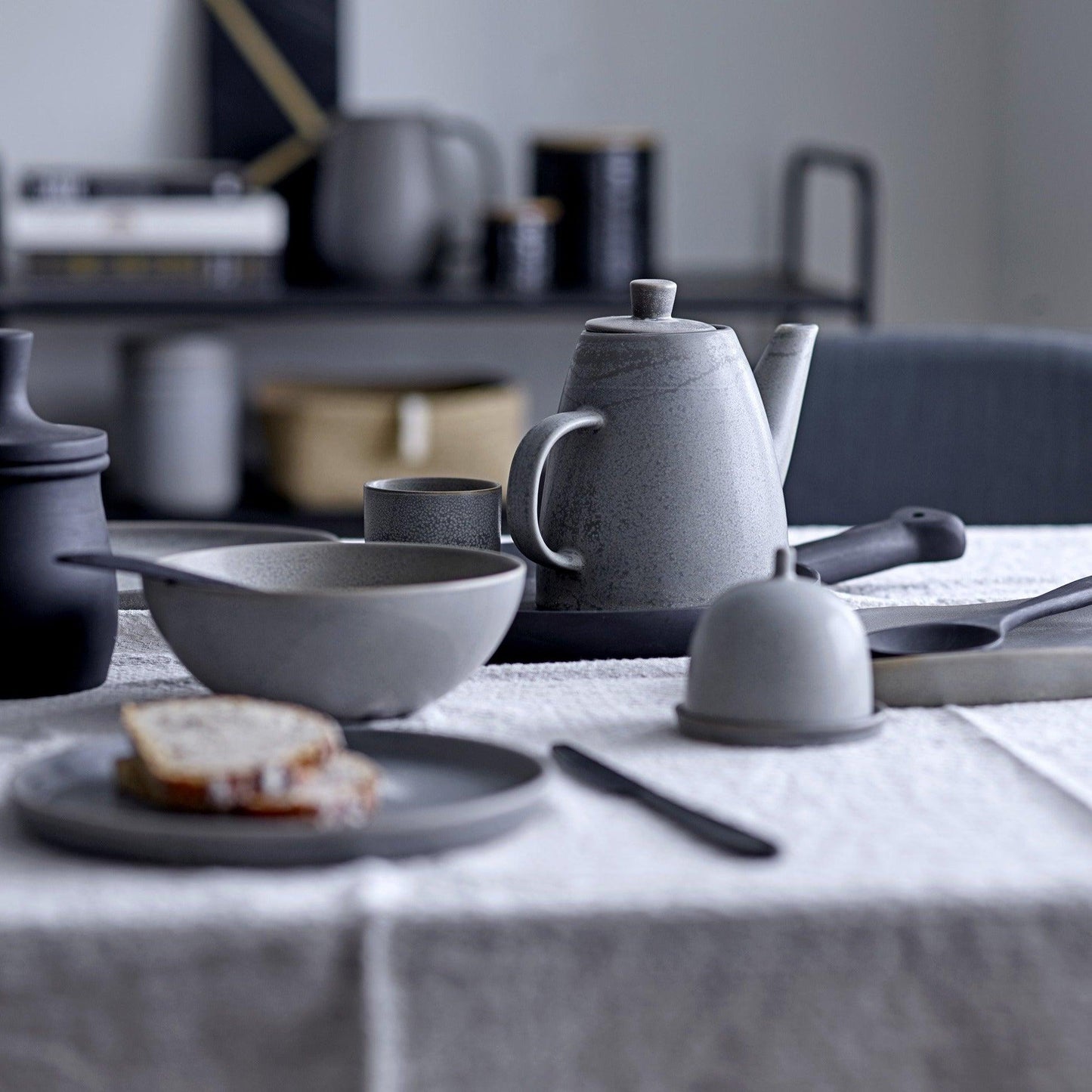 Black Wood Jar W/ Lid