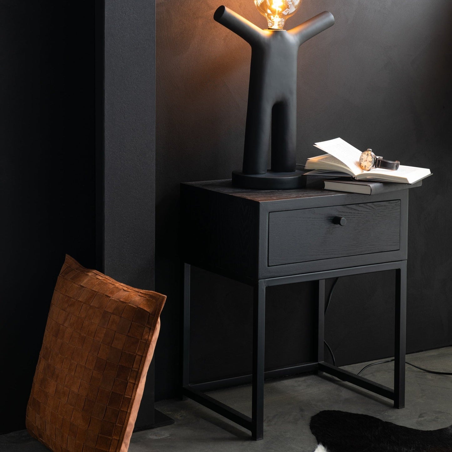 Black Wood Side Table