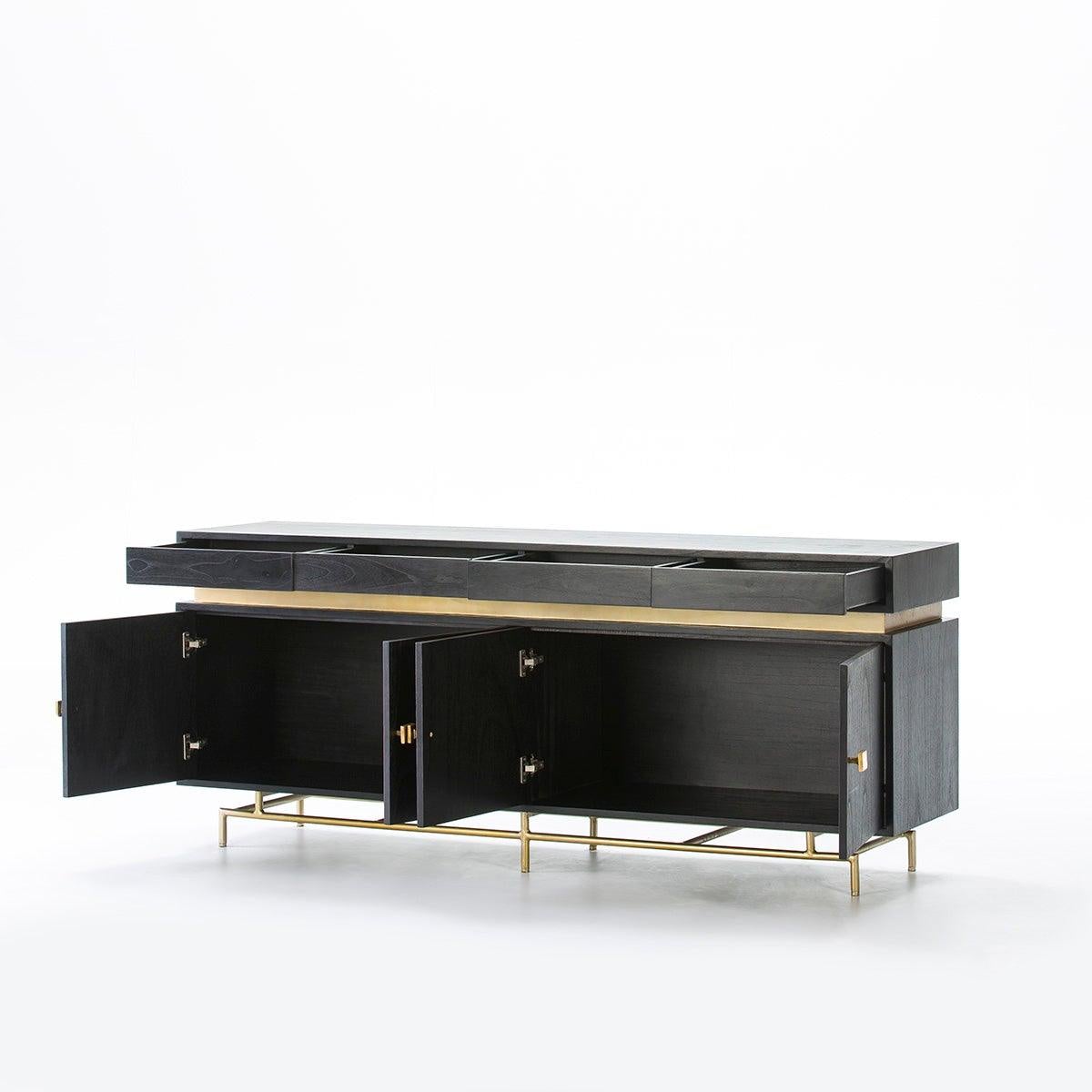 Black Wood Sideboard W/Metal
