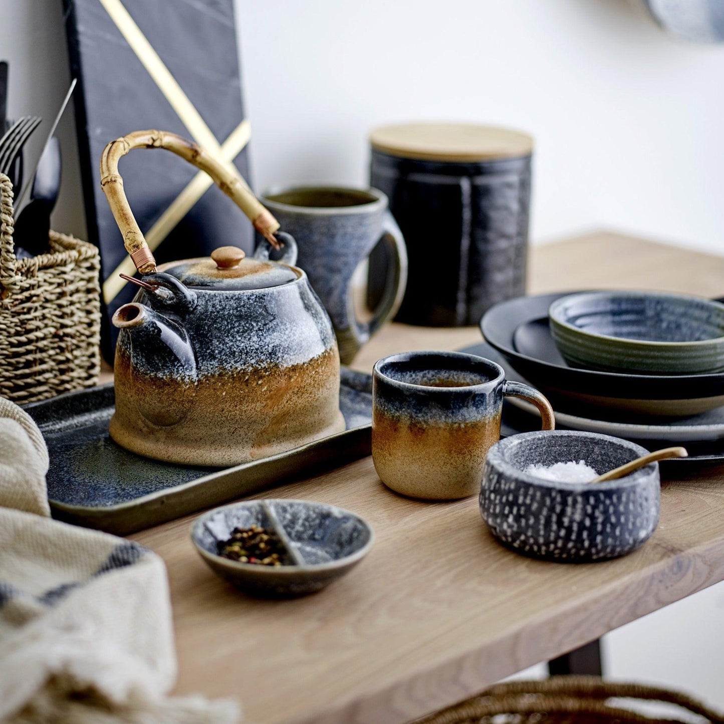 Blue Ceramic Soup Plate Set (x6)