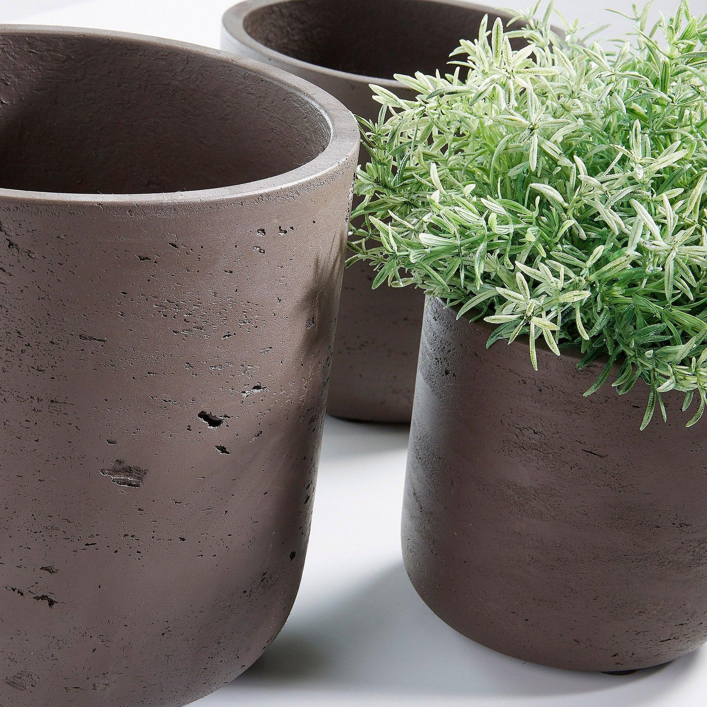 Brown Concrete Flower Pot Set (x3)