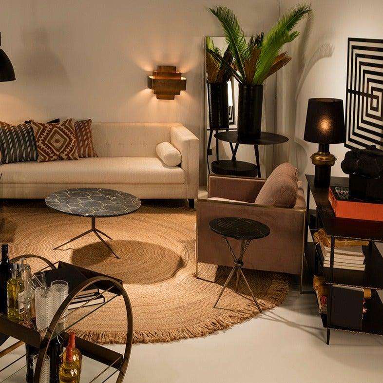 Brown Fabric Armchair W/Metal