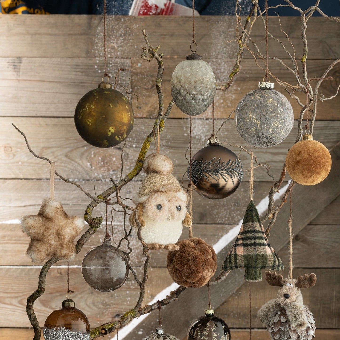 Brown Glass Christmas Baubles Set (x4)