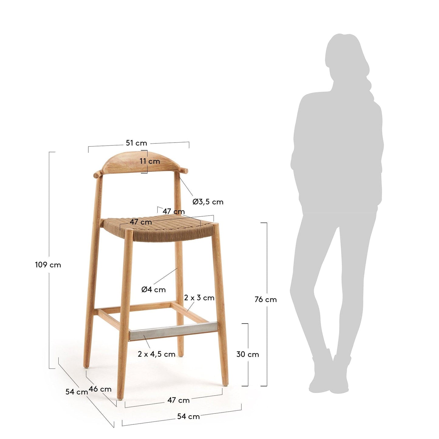 Brown Jute Barstool