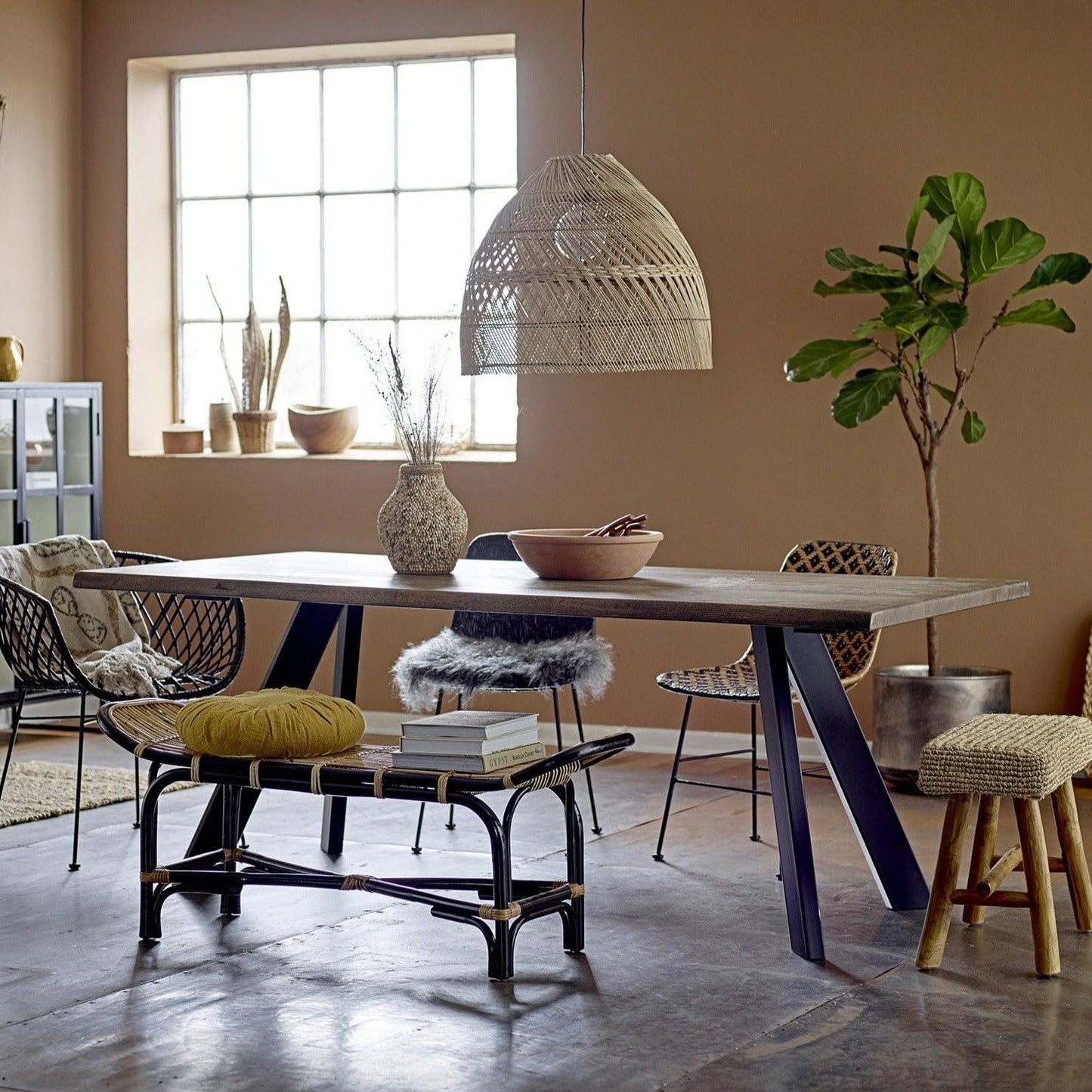 Brown Oak Wood Dining Table
