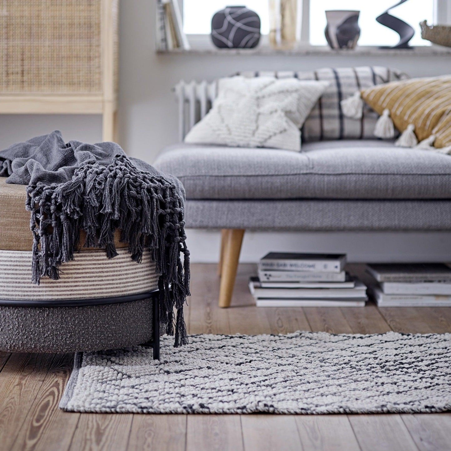 Brown Polyester Pouf
