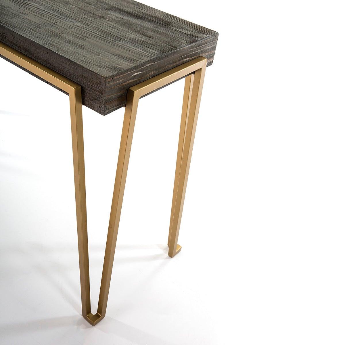 Brown Wood Console W/Metal