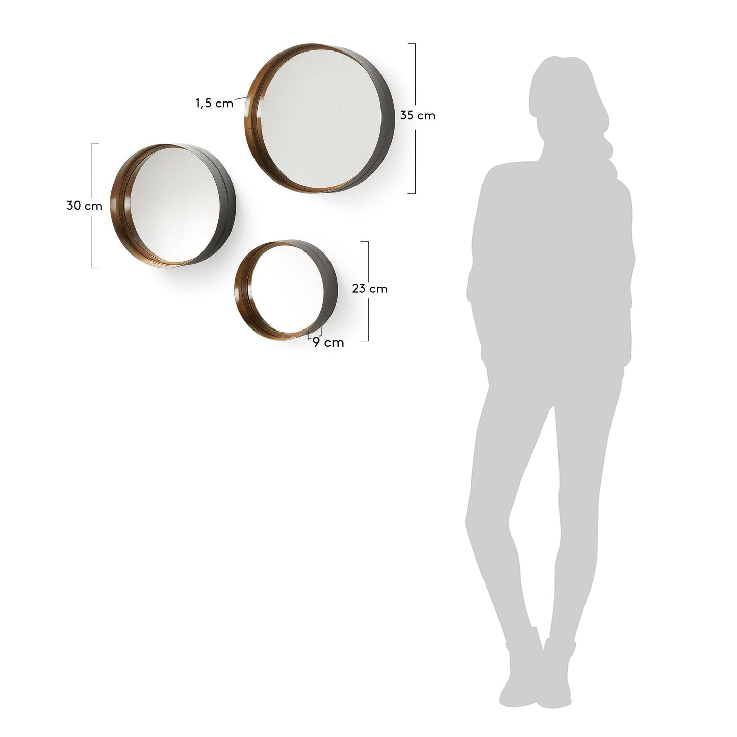 Copper Metal Mirror Set (x3)