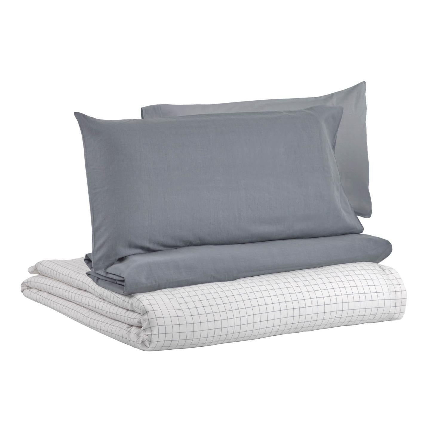 Cotton Duvet Cover W/ Fitted Sheet And Pillowcase