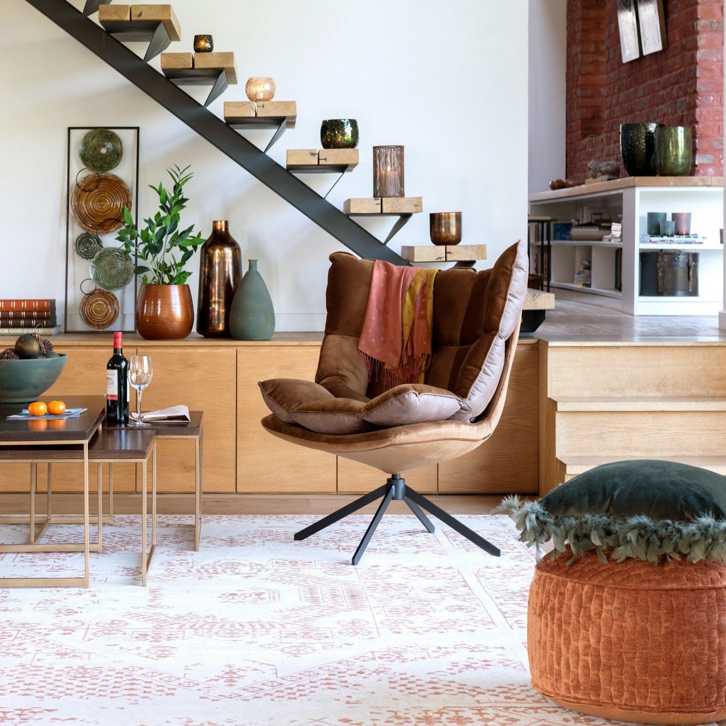 Fabric Armchair W/ Metal Legs