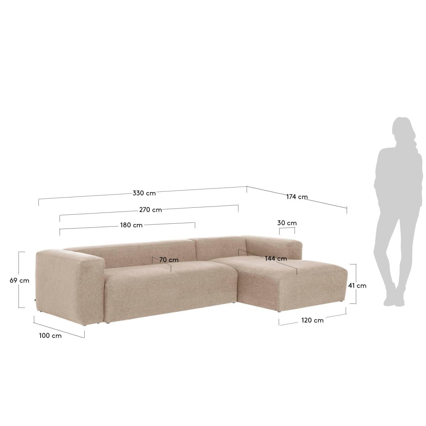 Fabric Sofa W/ Chaise Longue