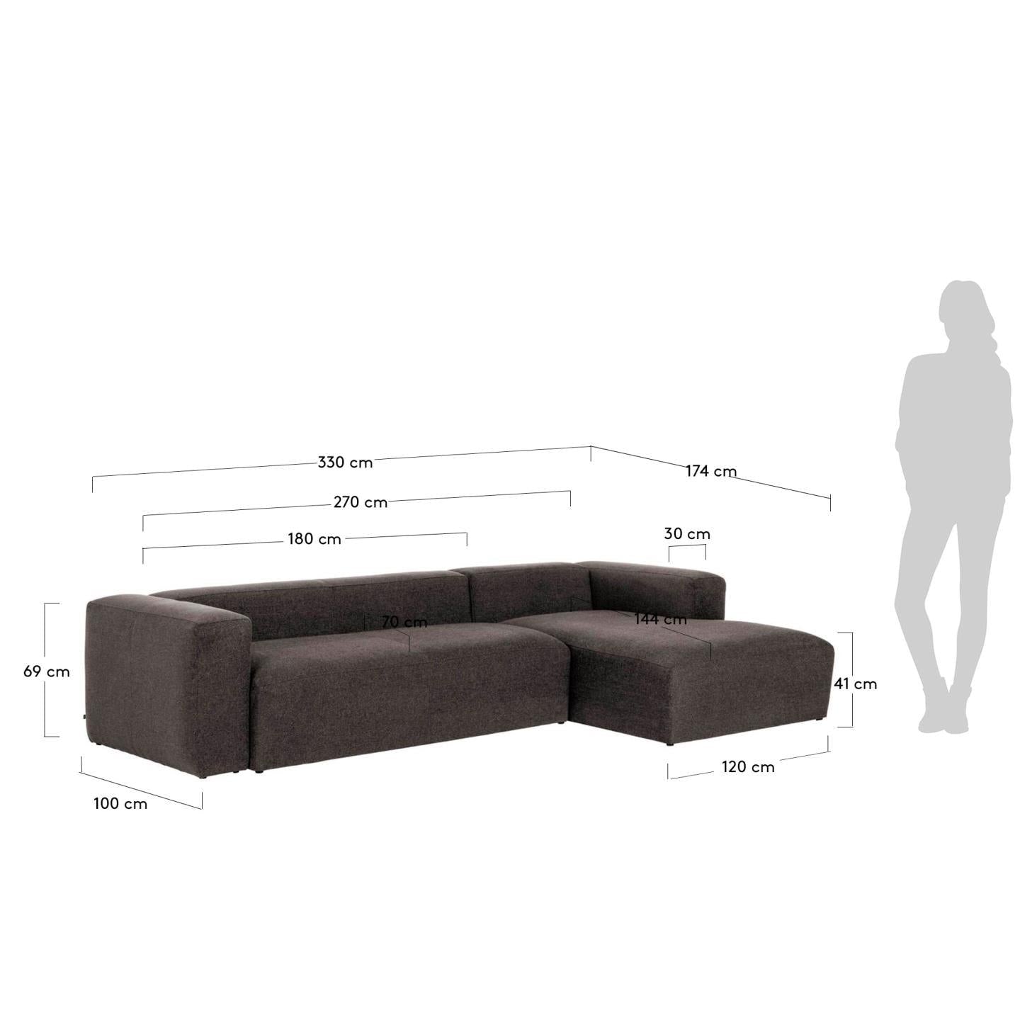 Fabric Sofa W/ Chaise Longue