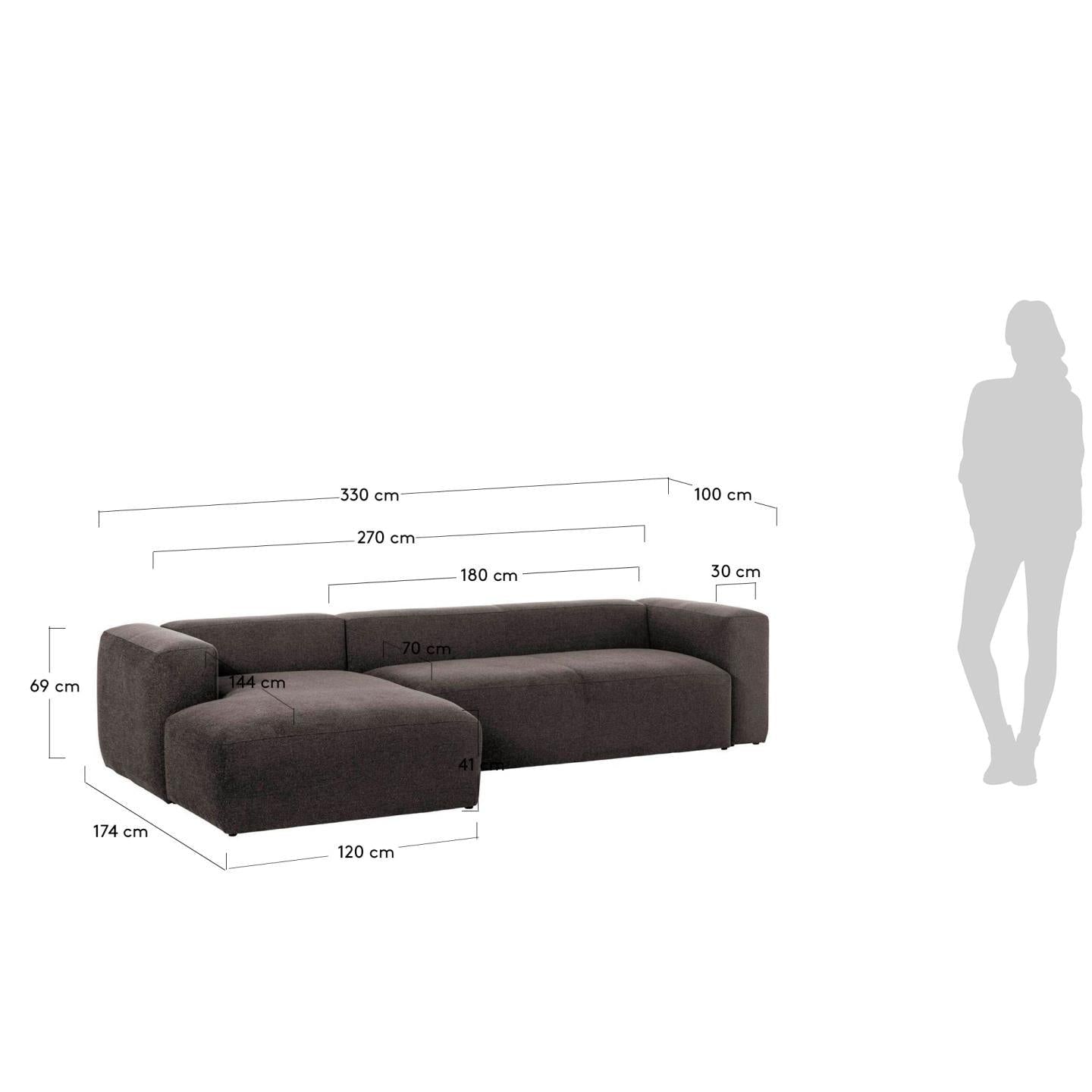 Fabric Sofa W/ Chaise Longue