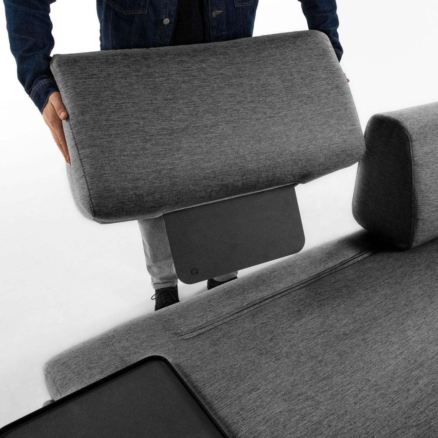 Fabric Sofa W/ Leg Tray