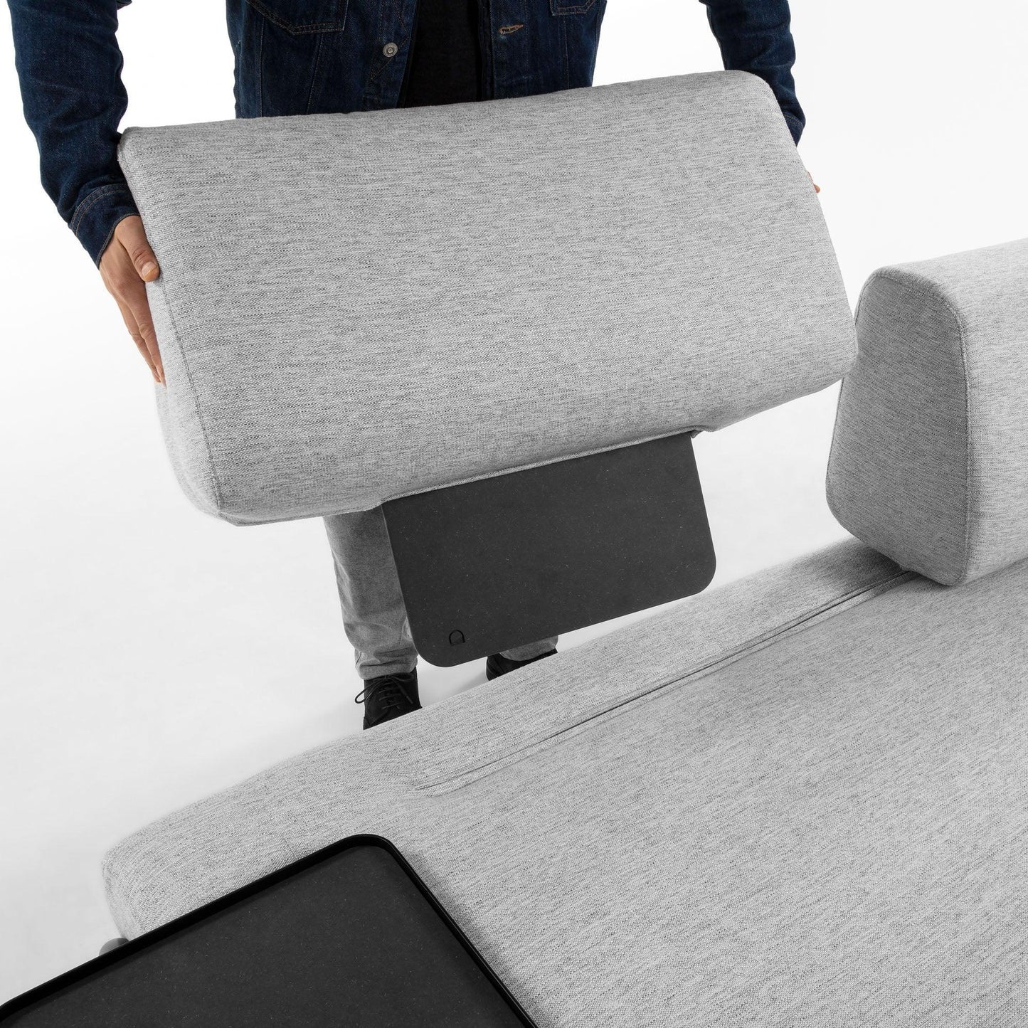 Fabric Sofa W/ Leg Tray