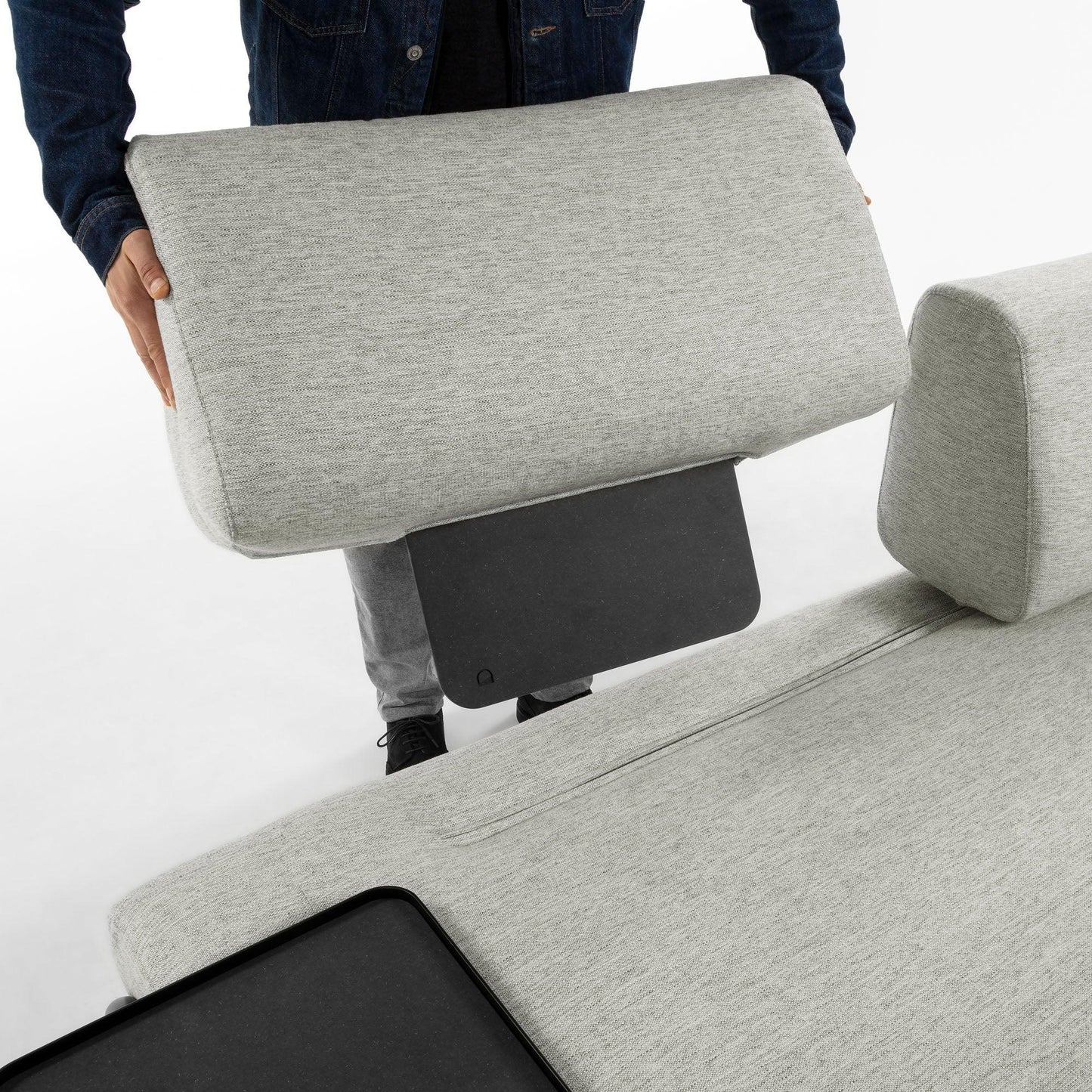 Fabric Sofa W/ Leg Tray