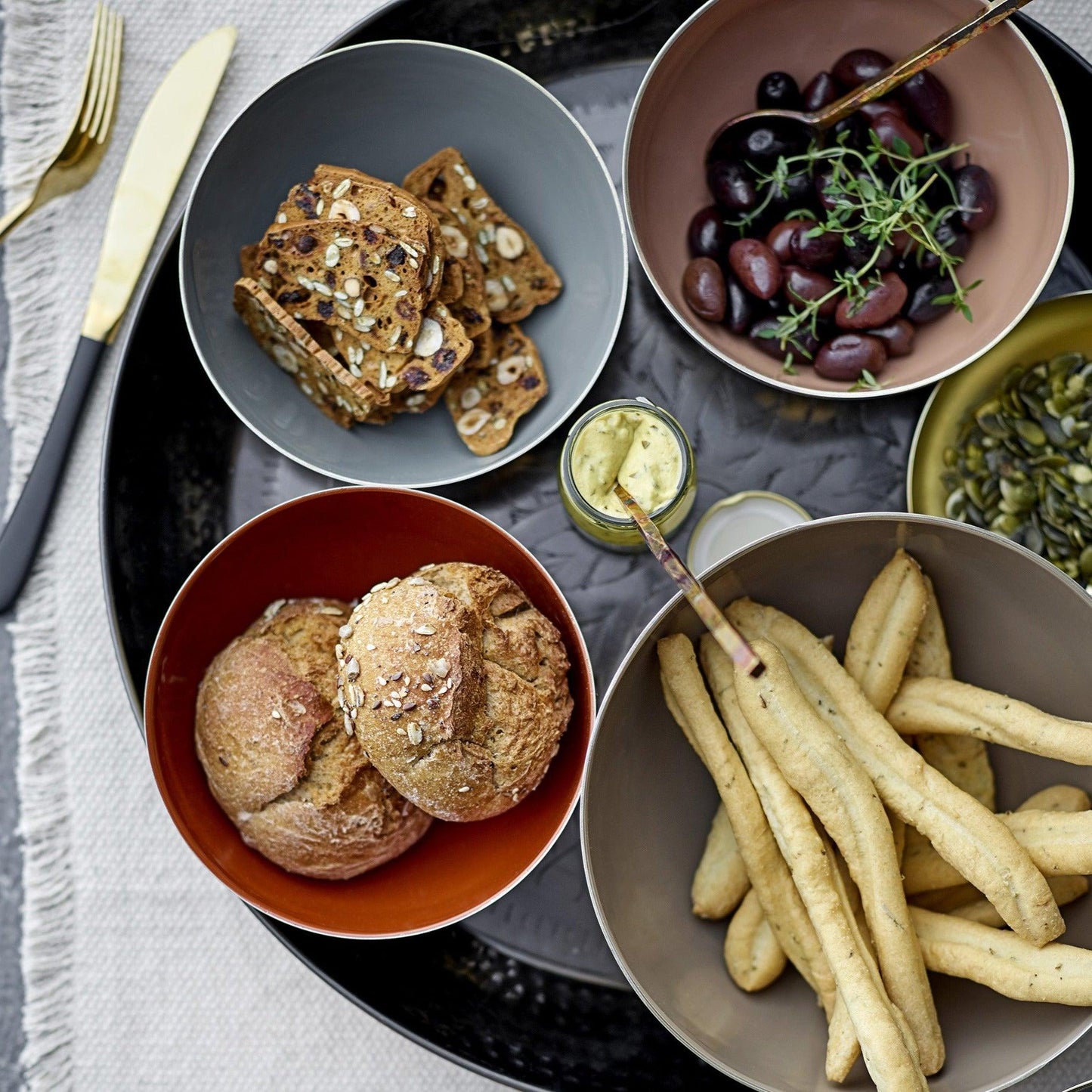 Gold Aluminium Bowl Set (x6)