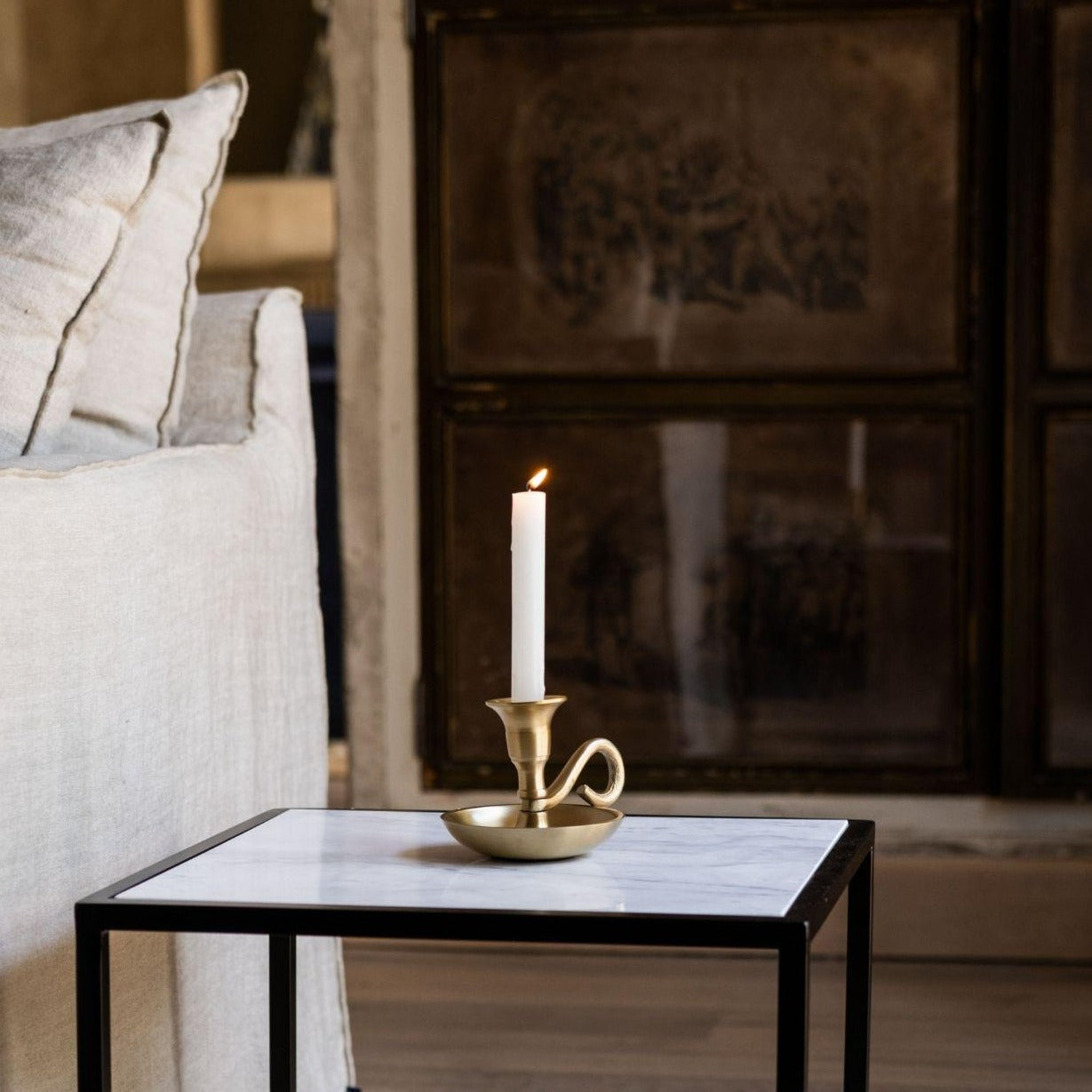 Gold Aluminium Candle Holder